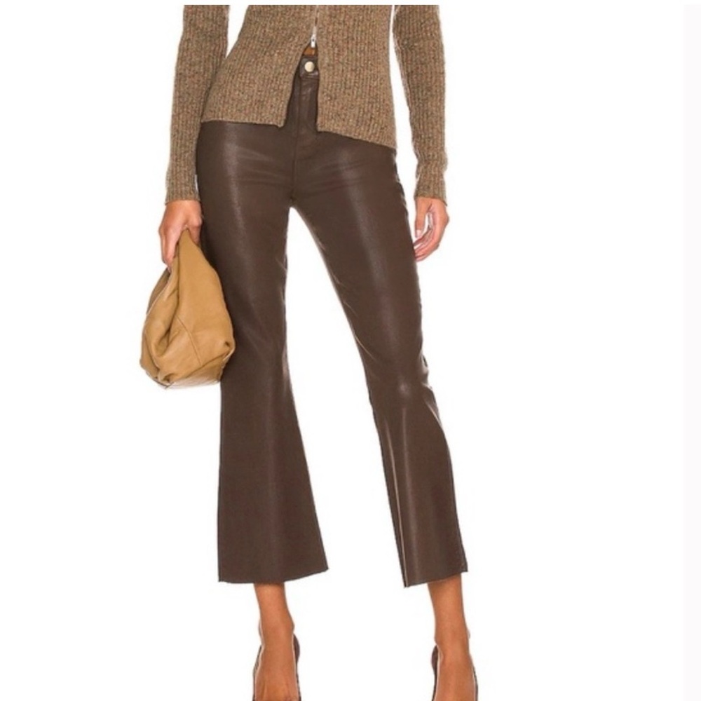 L’agence‎ Women’s Kendra Brown Espresso Coated Flare leg high rise Jeans 26
